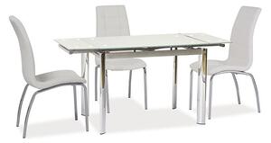 Rozkladací jedálenský stôl KAMIL - 100x70, biely / chróm