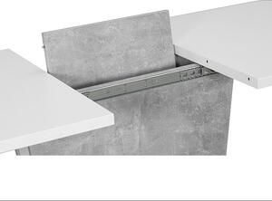 Rozkladací jedálenský stôl JAMIN - 120x80, betón / matný biely