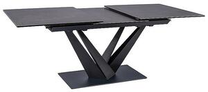 Rozkladací jedálenský stôl GUNAR - šedý mramor / matný čierny