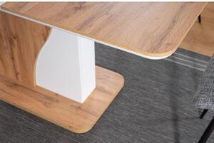 Rozkladací jedálenský stôl JAMIN - 120x80, dub wotan / matný biely