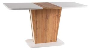 Rozkladací jedálenský stôl FERKO - 110x68 cm, matný biely / dub wotan