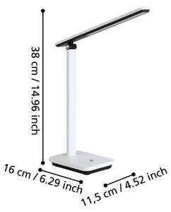 Eglo 900956-LED Stmievateľná nabíjacia stolná lampa INIESTA 3,6W/5V 1800mAh biela
