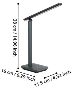 Eglo 900957-LED Stmievateľná nabíjacia stolná lampa INIESTA 3,6W/5V 1800mAh šedá