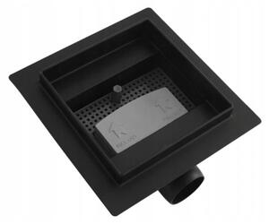 Odtokový sprchový žľab MEXEN FLAT 2v1 - hranatý - 15x15 cm - čierny