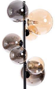 Stojacia lampa Art Deco čierna s dymovým a zlatým 7 svetiel vrátane G9 - Wess