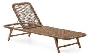 Hnedé drevené/kovové záhradné ležadlo Dandara – Kave Home
