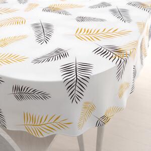 Biante Bavlnený oválny obrus Sandra SA-219 Zlaté a čierne palmové listy na bielom 100x140 cm