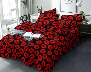 Obliečky z mikrovlákna RED LIPS čierne Rozmer obliečky: 2 ks 70 x 80 cm | 200 x 220 cm