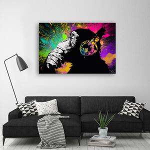 Obraz na plátne Banksy farebná opica Rozmery: 60 x 40 cm