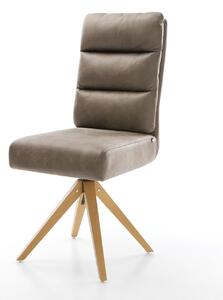 DELIFE Jedálenská stolička Pela-Flex mikrovlákno taupe vintage drevená podstava hranatá prírodná vrecková pružina