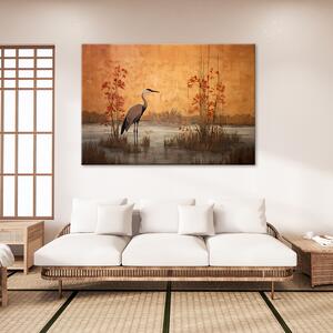 Obraz na plátne Orientálny žeriav vo vode Rozmery: 60 x 40 cm