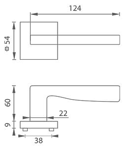 Dverové kovanie MP Moderna - HR (BN - Brúsená nerez), kľučka-kľučka, Bez spodnej rozety, MP BN (brúsená nerez)