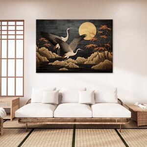 Obraz na plátne Žeriavy a mesiac Rozmery: 60 x 40 cm