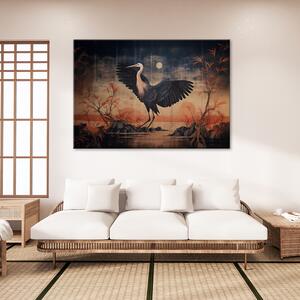 Obraz na plátne Orientálny žeriav v noci Rozmery: 60 x 40 cm