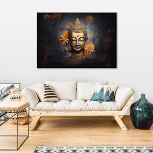 Obraz na plátne Zlatý Budha a kvety Rozmery: 60 x 40 cm