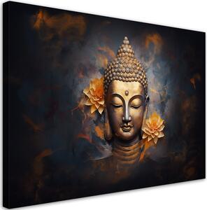 Obraz na plátne Zlatý Budha a kvety Rozmery: 60 x 40 cm