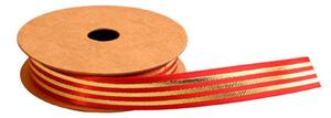 Dekoratívna stuha Red / Gold stripes 1,5 cm – 5 m