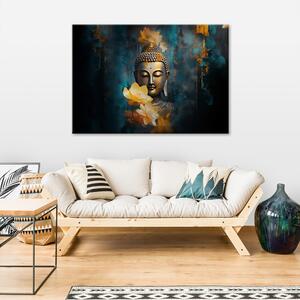 Obraz na plátne Budha a zlaté kvety Rozmery: 60 x 40 cm