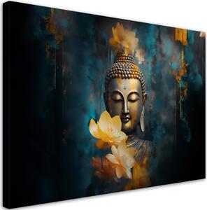 Obraz na plátne Budha a zlaté kvety Rozmery: 60 x 40 cm