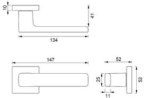 Dverové kovanie MP CE - FLAT - HR (T - Titan), kľučka-kľučka, Otvor na cylidrickou vložku, MP BS (čierna mat)