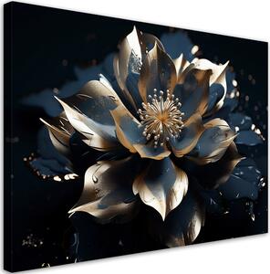 Obraz na plátne Modrozlatý lotosový kvet Rozmery: 60 x 40 cm