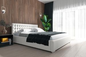 Dizajnová posteľ s úložným priestorom 140x200 NATAL - biela eko koža