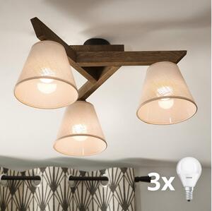 Brilagi - LED prisadený luster ANTHONY 3xE14/40W/230V dub orech/béžová