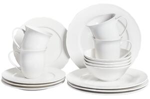 16-dielna sada jedálenského riadu biela porcelán kaolín lesklá povrchová úprava riad pre 4 osoby klasický dizajn kuchyňa jedáleň