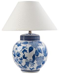 Stolná lampa biela modrá porcelánový podstavec ľanové tienidlo kvetinový vzor osvetlenie obývacia izba spálňa