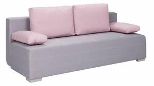 Rozkladacia posteľ s vankúšmi s úložným priestorom IGOR - sivá / ružové vankúše