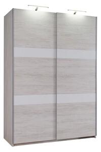 Šatníková skriňa s posuvnými dverami DOON - šírka 150 cm, dub biely / biely lesk