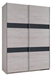 Šatníková skriňa s posuvnými dverami DOON - šírka 150 cm, dub biely / grafit lesk