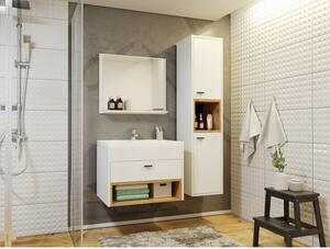 Kúpeľňová zostava BEND - biely / dub artisan + sifón ZDARMA