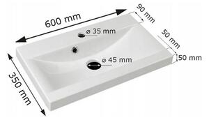 Kúpeľňová zostava s umývadlom BEND 1 - biela / dub artisan + sifón ZDARMA