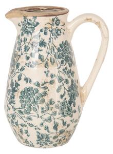 Dekoračný keramický antik džbán so zelenými kvetmi Tien French S - 16*12*22 cm/1300ml - Clayre & Eef