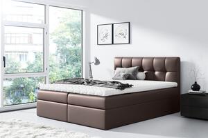 Čalúnená posteľ REX - 120x200, hnedá + topper ZDARMA