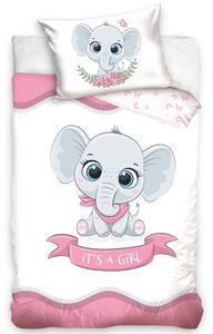 DETSKÉ BAVLNENÉ OBLIEČKY BABY ELEPHANT PINK 100X135 CM, 1KS 40X60 CM VZOROVANÉ