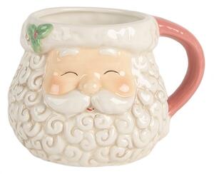 Keramický hrnček Santa Claus s ružovým uškom - 16 * 11 * 10 cm / 550 ml - Clayre & Eef