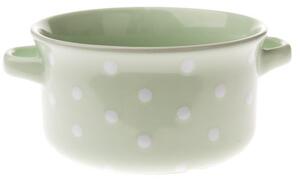 Keramická miska - svetlo zelená s bodkami 13,5x7x12 cm