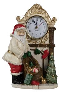 Stolové hodiny s vianočnou dekoráciou Santa Clausa - 15*7*22 cm - Clayre & Eef