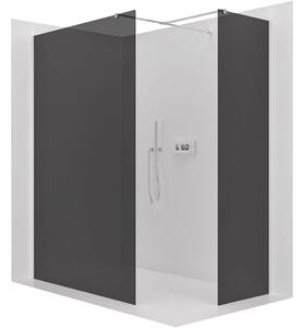 CERANO - Sprchová zástena Walk-in Onyx TL/P - 8 mm - hranatá vzpera - chróm, grafitové sklo - 140x140x200 cm