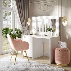 Toaletný stolík INEZ so zrkadlom biela + kancelársky stôl