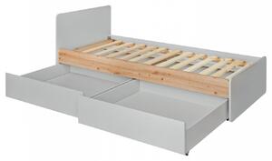 Detská posteľ s úložným priestorom RENI - 90x200, perlovo šedá / dub artisan