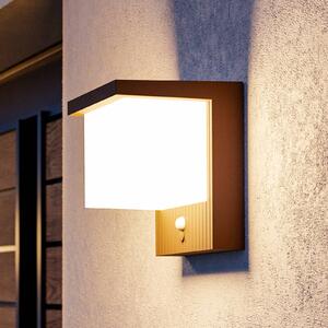 Solárna nástenná lampa LED Frigento v farbe hrdze, výška 15 cm, senzor, Hnedá / hrdzavá, Hliník, Moderný, Nástenné svietidlo