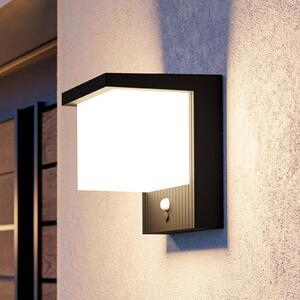 Solárna nástenná lampa s LED osvetlením Frigento, čierna, výška 15 cm, senzor, Čierna, Hliník, Moderný, Nástenné svietidlo