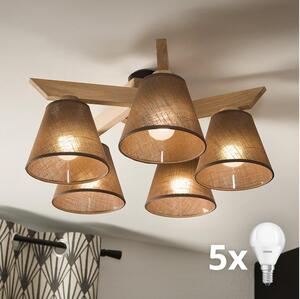 Brilagi - LED Prisadený luster ANTHONY 5xE14/40W/230V dub/hnedá