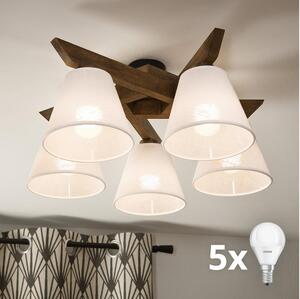Brilagi - LED Prisadený luster ANTHONY 5xE14/40W/230V dub orech/biela