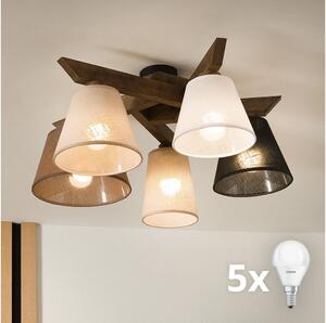 Brilagi - LED Prisadený luster ANTHONY 5xE14/40W/230V dub orech