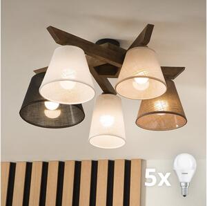 Brilagi - LED Prisadený luster ANTHONY 5xE14/40W/230V dub orech
