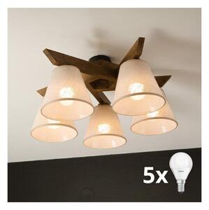 Brilagi - LED Prisadený luster ANTHONY 5xE14/40W/230V dub orech/béžová